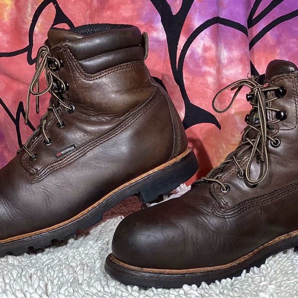 Red Wing Brown Leather Steel Toe Boots Size 8EE